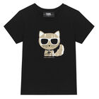 Girls Black Choupette Logo T-Shirt, 1, hi-res