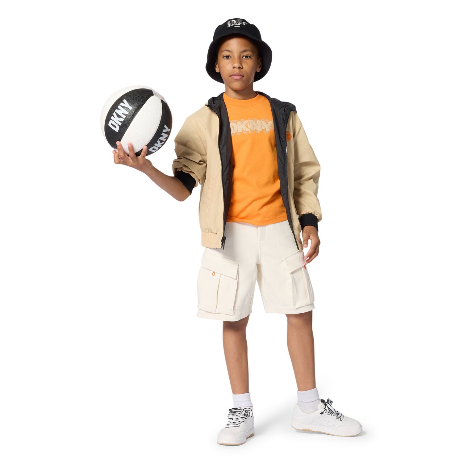 Boys Black & Beige Reversible Hooded Zip Up Top, 1, hi-res