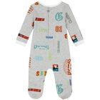 Baby Boys Grey Logo Babygrow, 1, hi-res