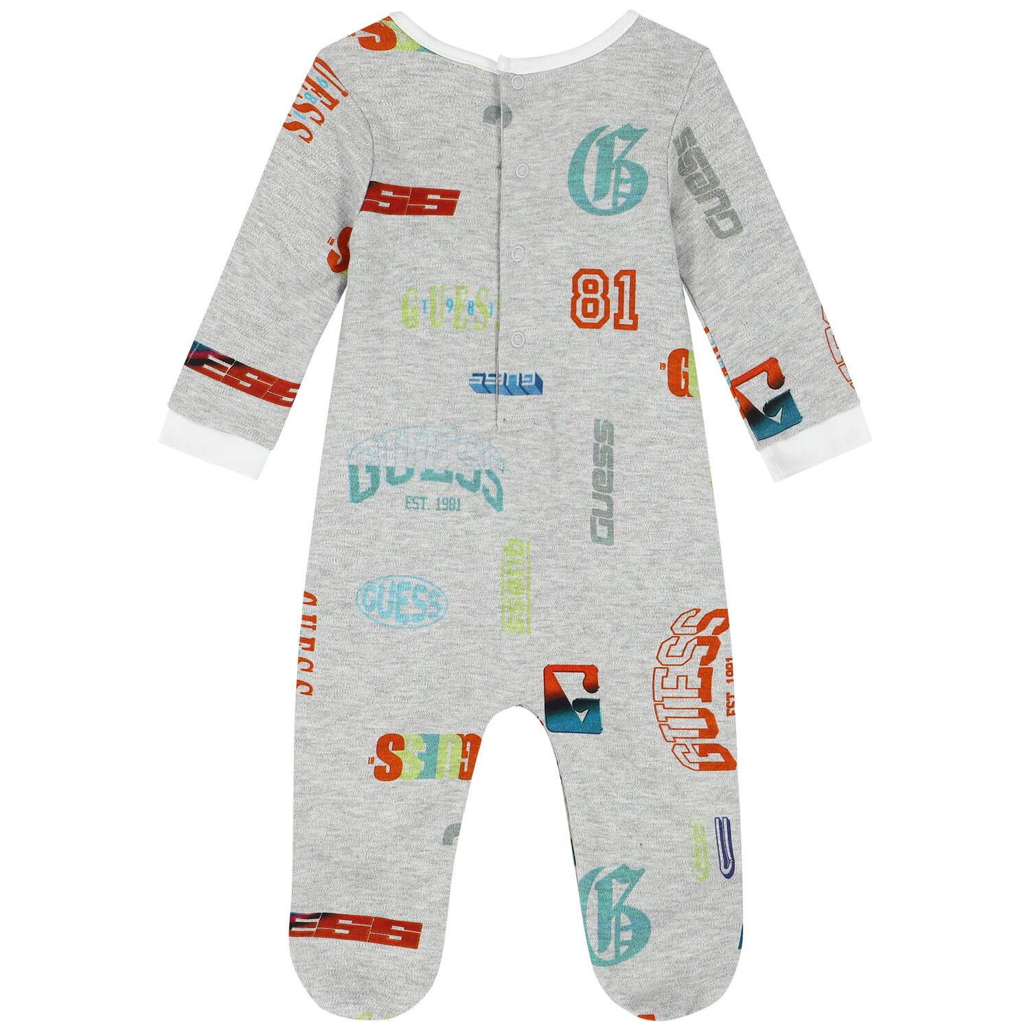 Baby Boys Grey Logo Babygrow, 1, hi-res
