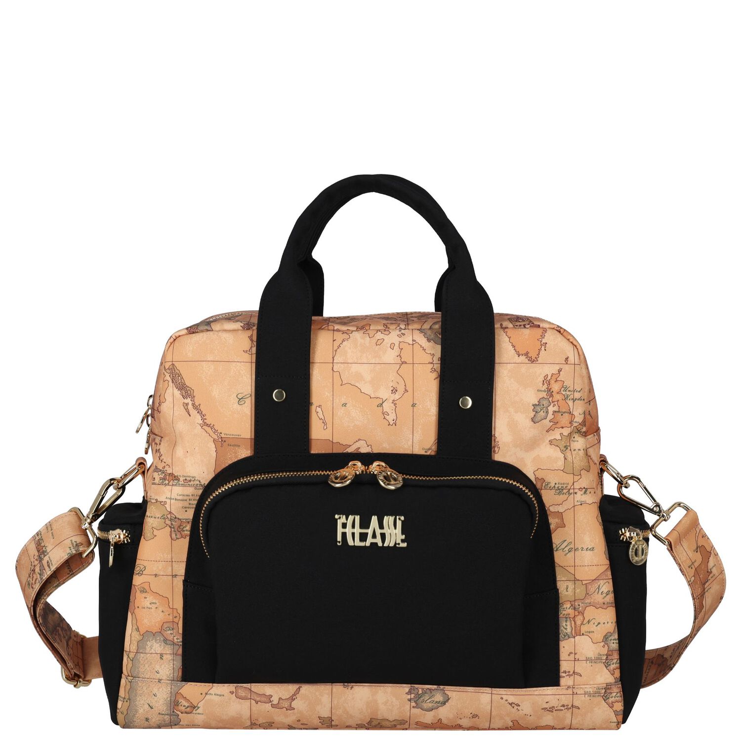 Beige & Black Geo Map Baby Changing Bag, 1, hi-res