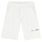 Boys White Logo Tape Shorts, 1, hi-res