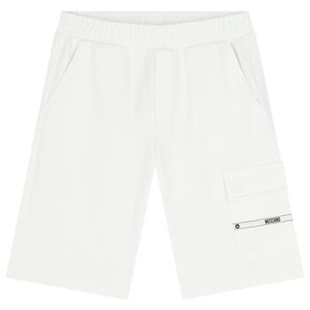 Boys White Logo Tape Shorts