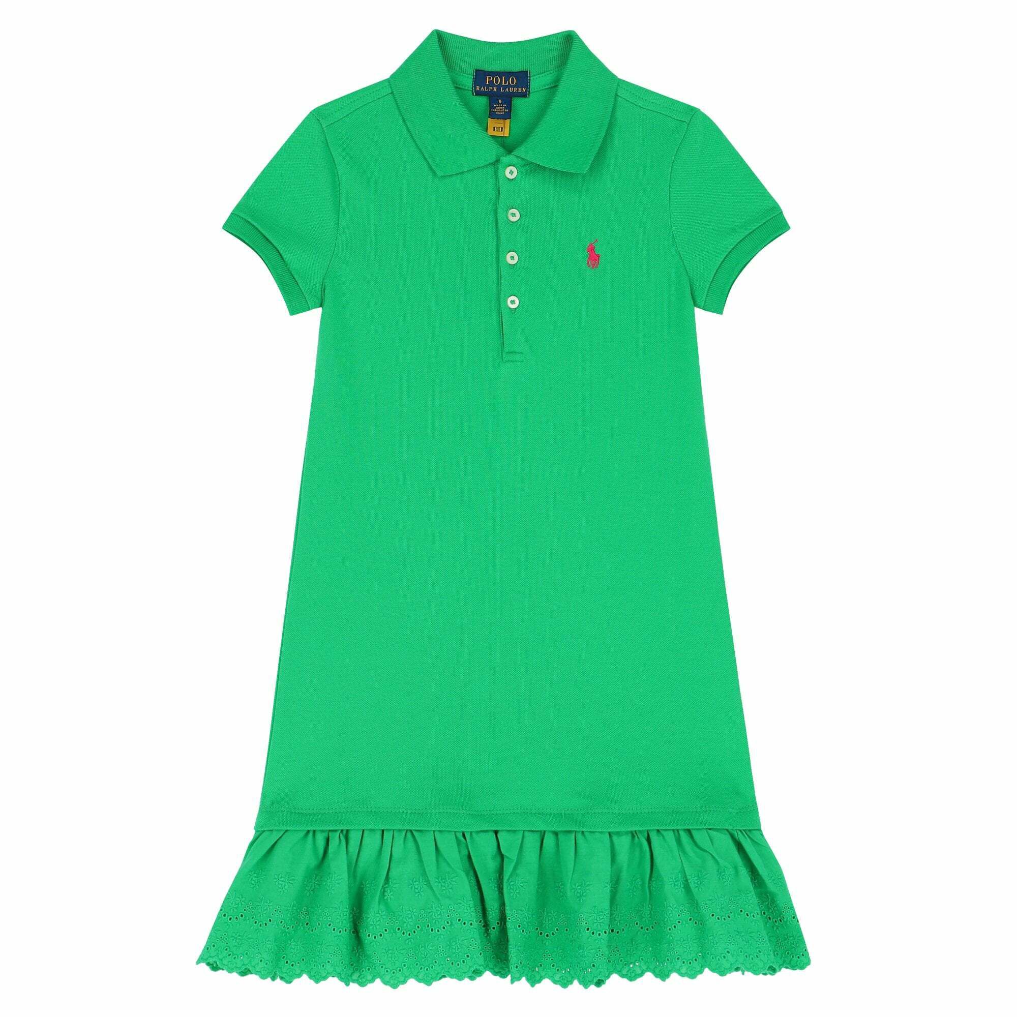Ralph Lauren Girls Green Logo Polo Dress Junior Couture UK