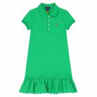 Girls Green Logo Polo Dress, 1, hi-res