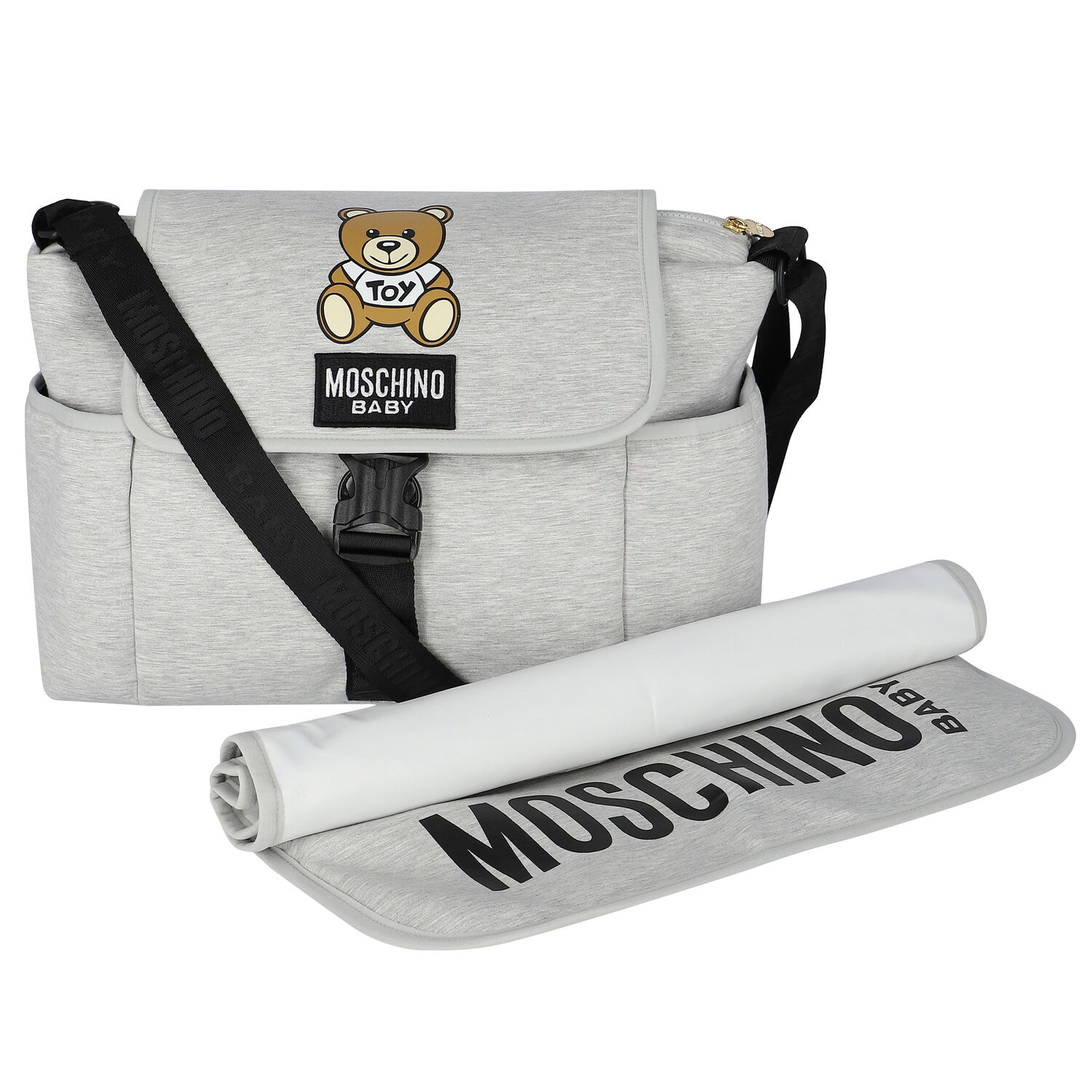Grey Teddy Logo Baby Changing Bag, 1, hi-res