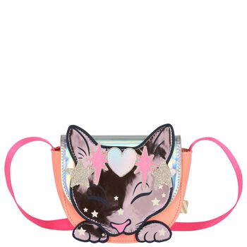 Girls Pink & Orange Cat Bag 