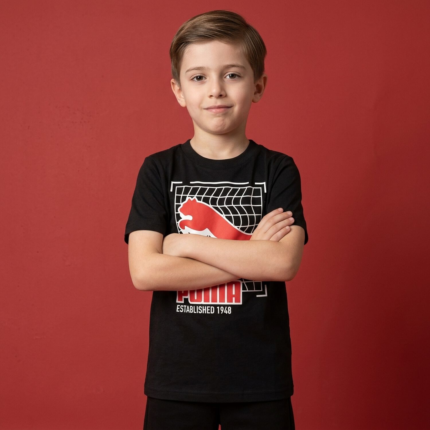 Boys Black Logo T-Shirt, 1, hi-res