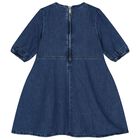Girls Blue Logo Denim Dress, 1, hi-res