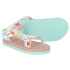 Girls White, Beige & Aqua Logo Sandals, 1, hi-res