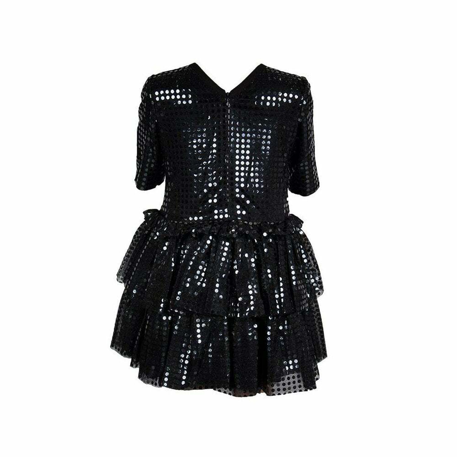 Girls Black Sequin Dress, 1, hi-res