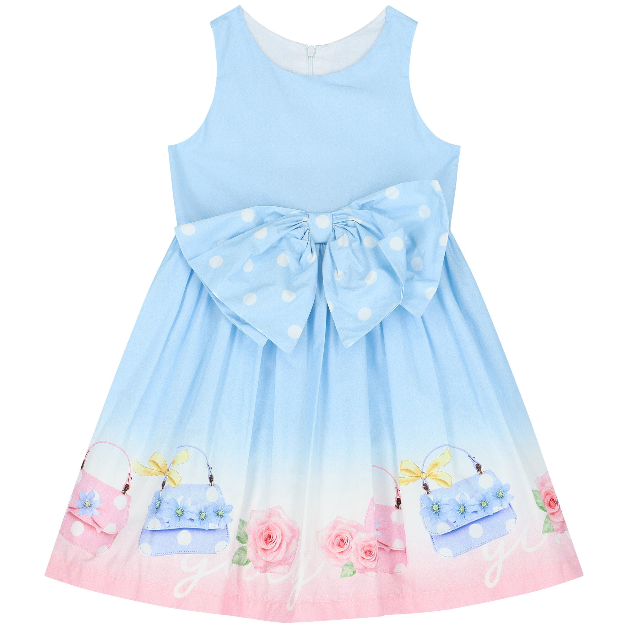 Balloon Chic Girls Blue Bow Dress Junior Couture UK