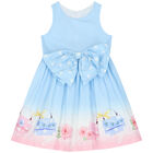 Girls Blue Bow Dress, 1, hi-res