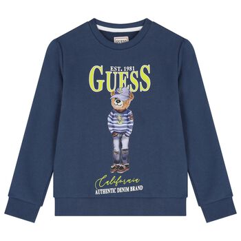 Boys Blue Teddy Bear Logo Sweatshirt
