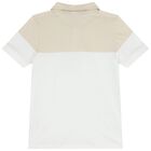 Boys White & Beige Logo Polo Shirt , 1, hi-res