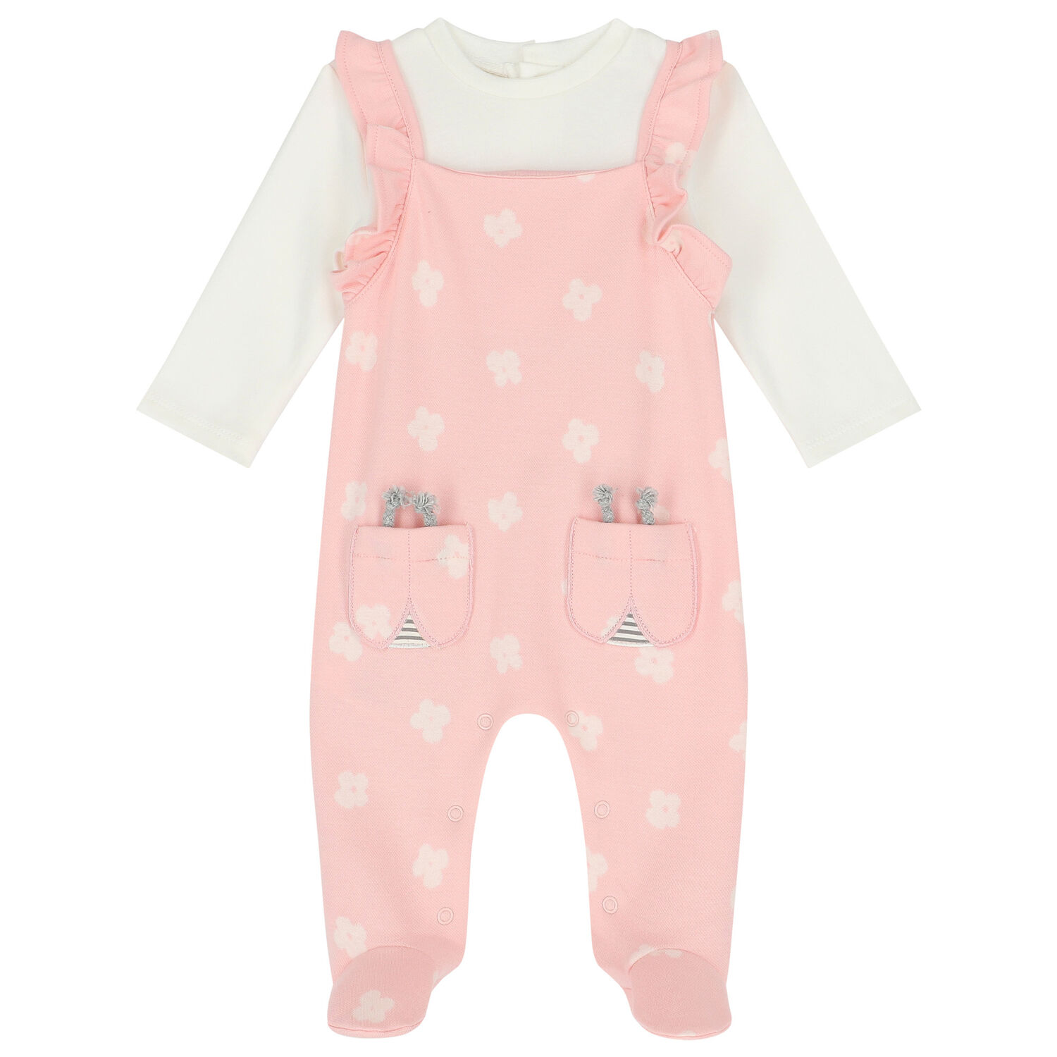 Girls Pink Babygrow & Hat Set, 1, hi-res
