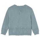 Younger Girls Blue Knitted Jumper, 1, hi-res