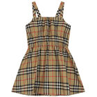 Girls Beige Checked Dress, 1, hi-res