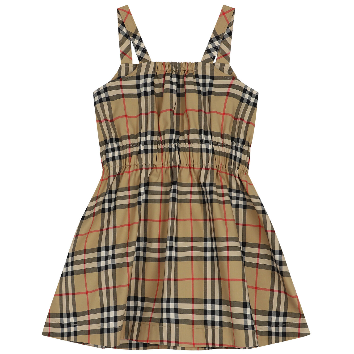 Girls Beige Checked Dress, 1, hi-res