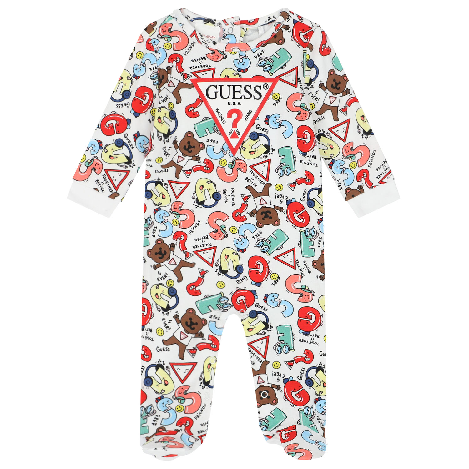 Baby Boys White Logo Babygrow, 1, hi-res