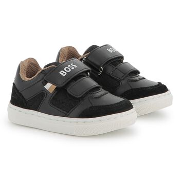 Boys Black Logo Trainers