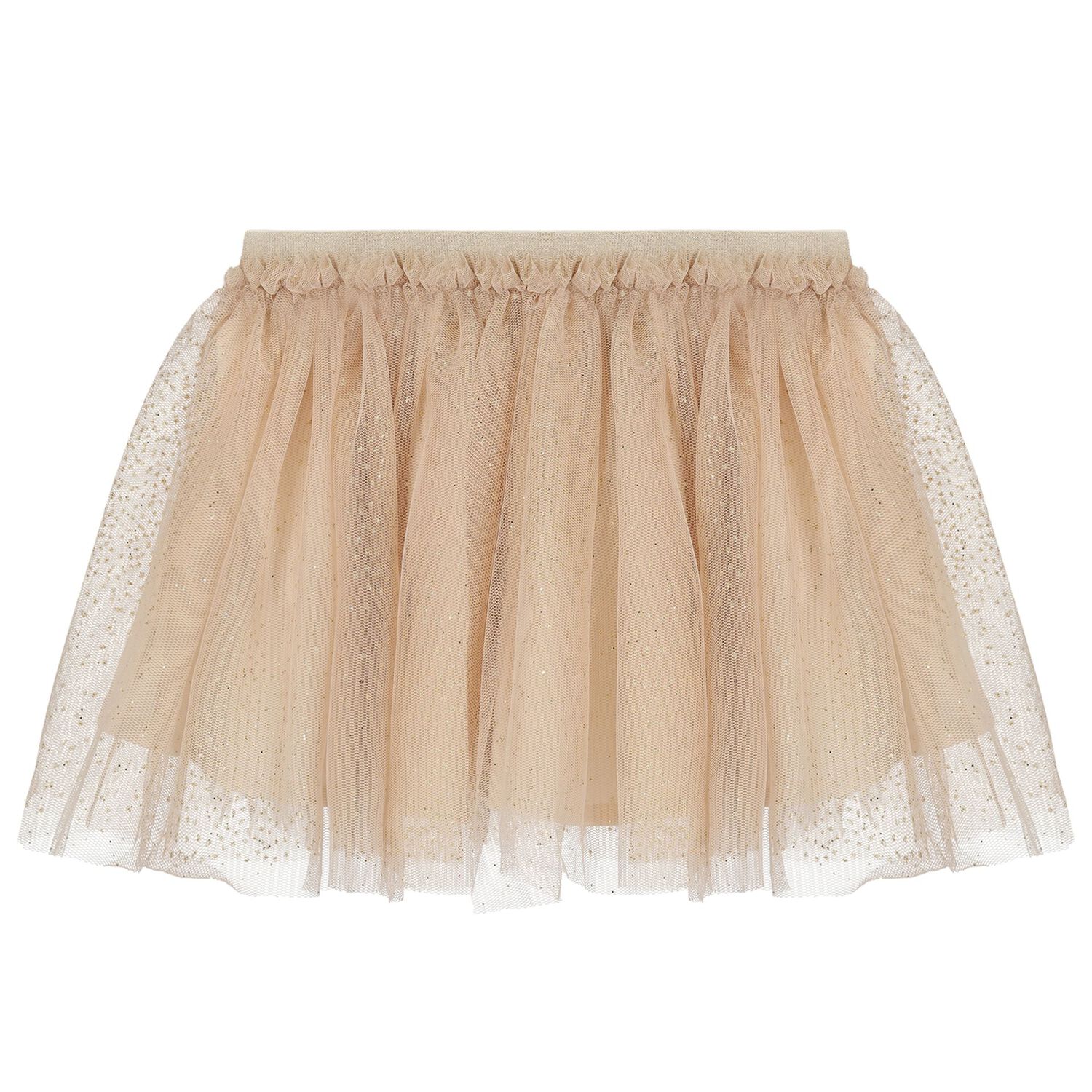 Younger Girls Beige Floral Tulle Skirt, 1, hi-res
