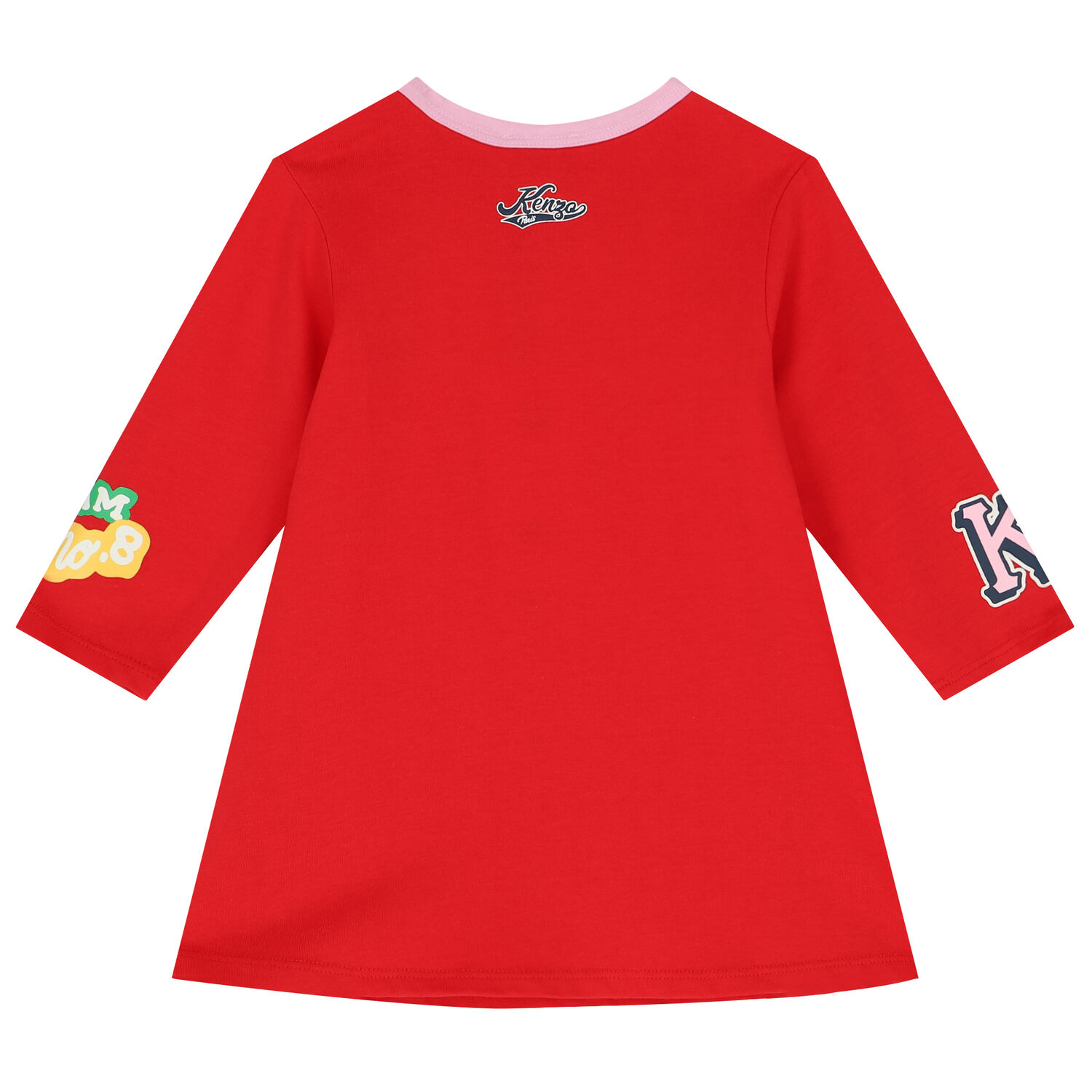 Younger Girls Pink & Red Varsity Logo Dress, 1, hi-res