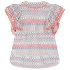 Girls Pink & Blue Crochet Knitted Kaftan, 2, hi-res