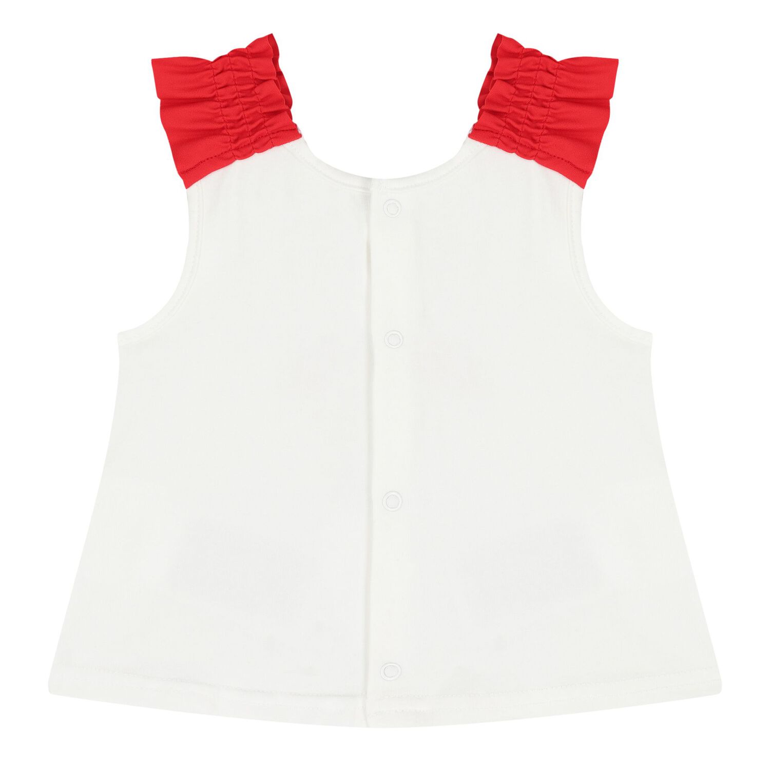 Baby Girls White & Red Swimsuit Set with Hat, 1, hi-res