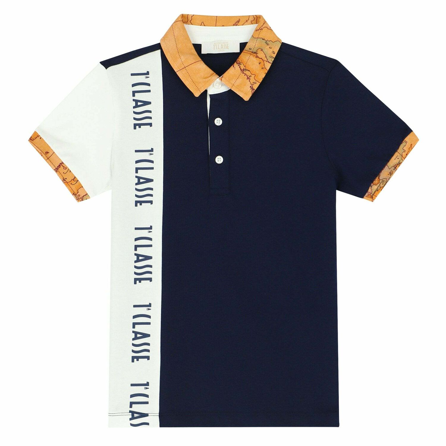 Boys Navy & White Logo Polo Shirt, 1, hi-res