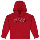Girls Red Logo Hooded Top, 1, hi-res