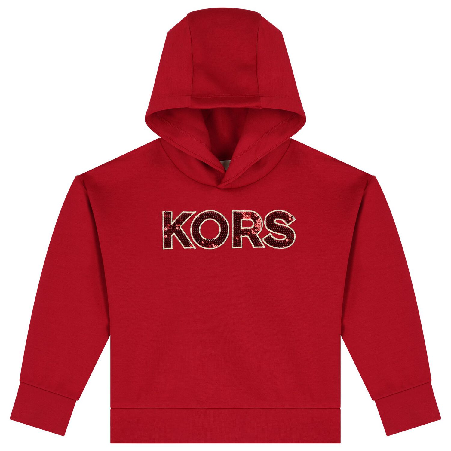 Girls Red Logo Hooded Top, 1, hi-res