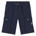 Younger Boys Navy Blue Logo Shorts, 2, hi-res