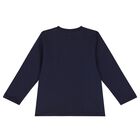 Navy Blue Teddy Bear Logo Long Sleeve Top, 2, hi-res