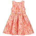 Girls Pink Floral Jacquard Dress, 1, hi-res