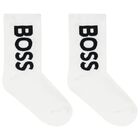 Boys White Logo Socks ( 2-Pack ), 1, hi-res