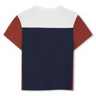 Boys Navy Blue, Ivory & Orange Logo T-Shirt, 1, hi-res