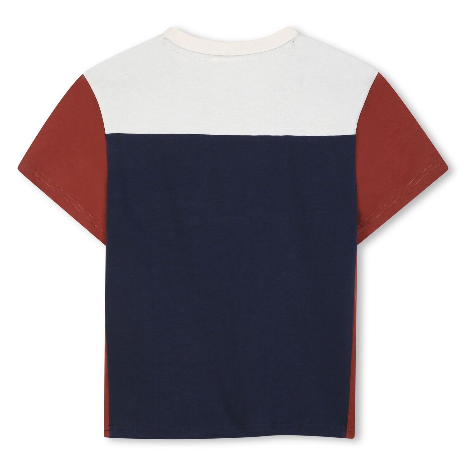 Boys Navy Blue, Ivory & Orange Logo T-Shirt, 1, hi-res