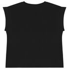 Girls Black Sequin Logo T-Shirt , 3, hi-res