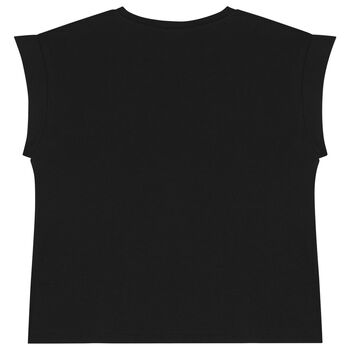 Girls Black Sequin Logo T-Shirt 