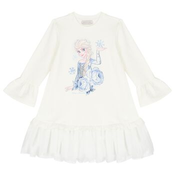 Girls Ivory Disney Logo Dress