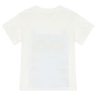 Boys Ivory & Blue Cat T-Shirt, 1, hi-res