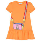 Girls Orange Logo Dress, 1, hi-res