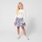Girls Ivory Floral Logo Long Sleeve Top, 1, hi-res
