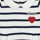 Baby Girls White & Navy Blue Striped Dress Set , 1, hi-res