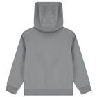 Boys Grey & Black Logo Hooded Zip Up Top , 2, hi-res