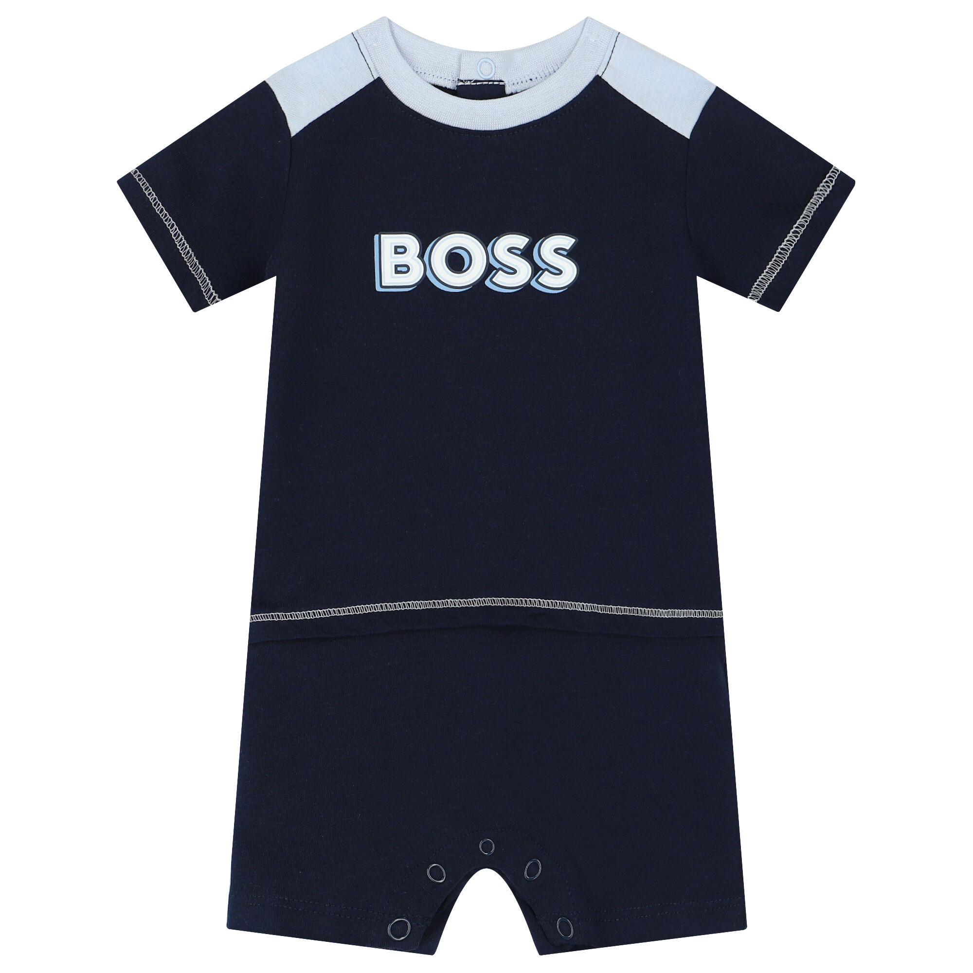 BOSS Baby Boys Navy Blue Logo Romper Junior Couture UK