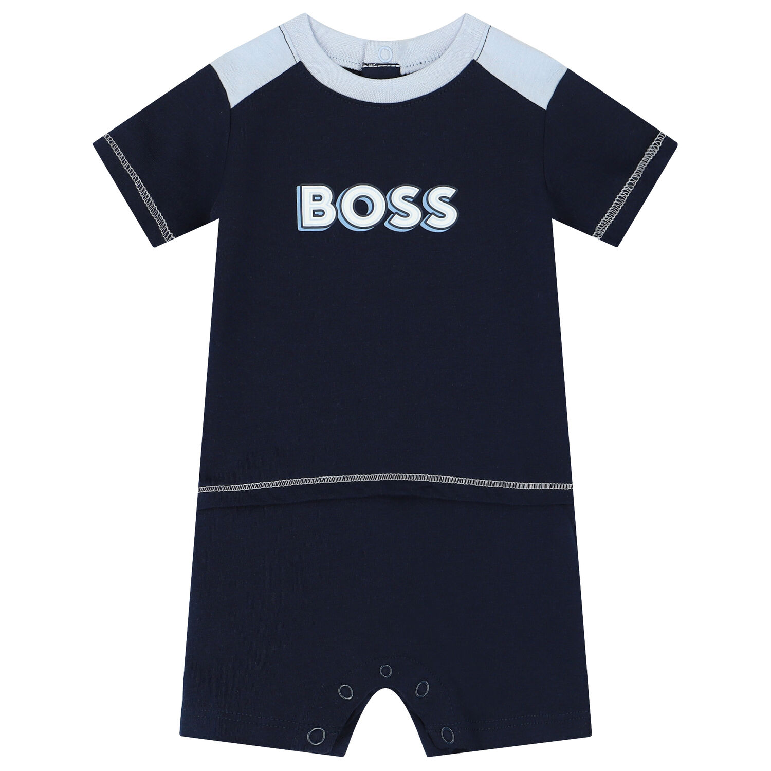 Baby Boys Navy Blue Logo Romper, 2, hi-res