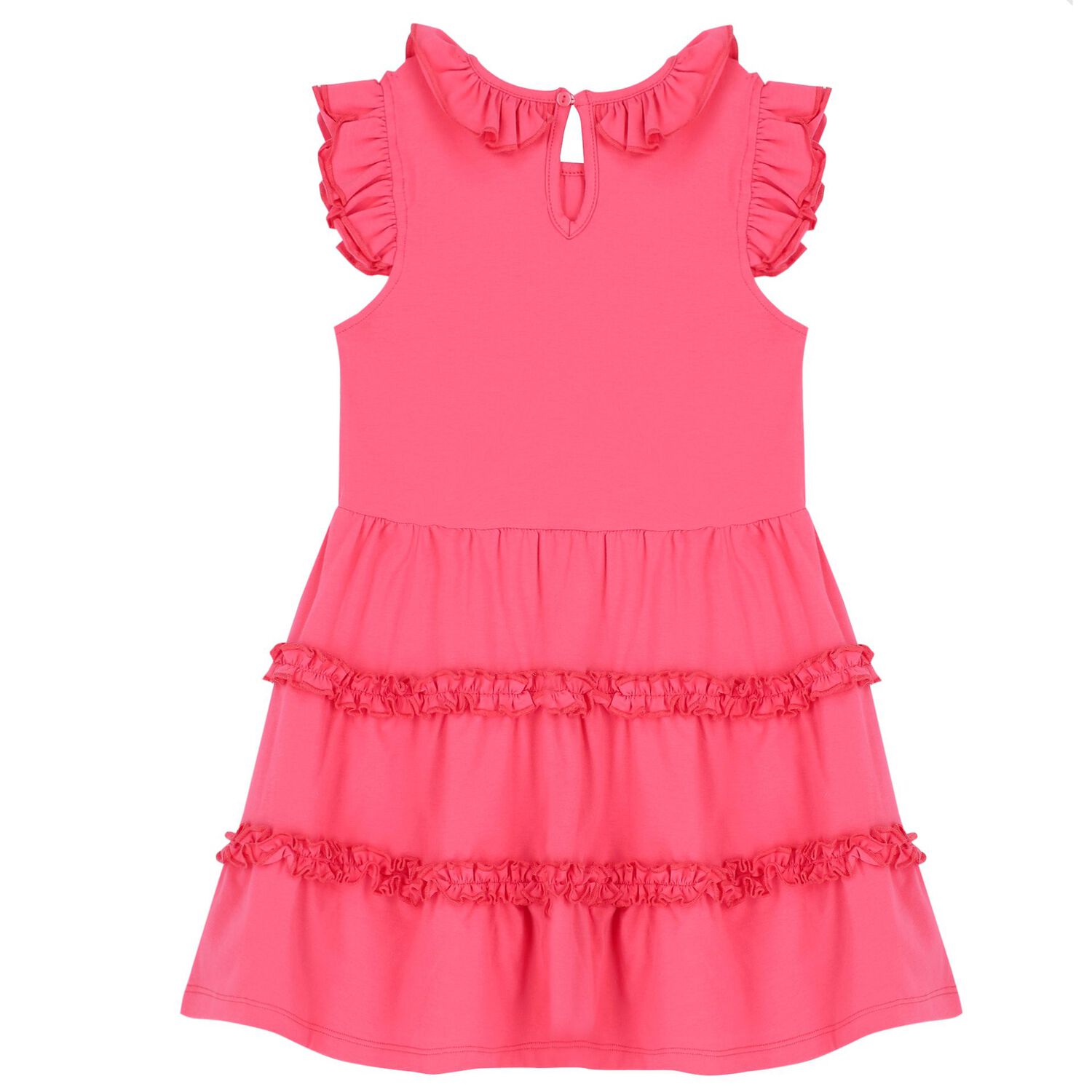 Girls Pink Tiered Frill Dress, 3, hi-res
