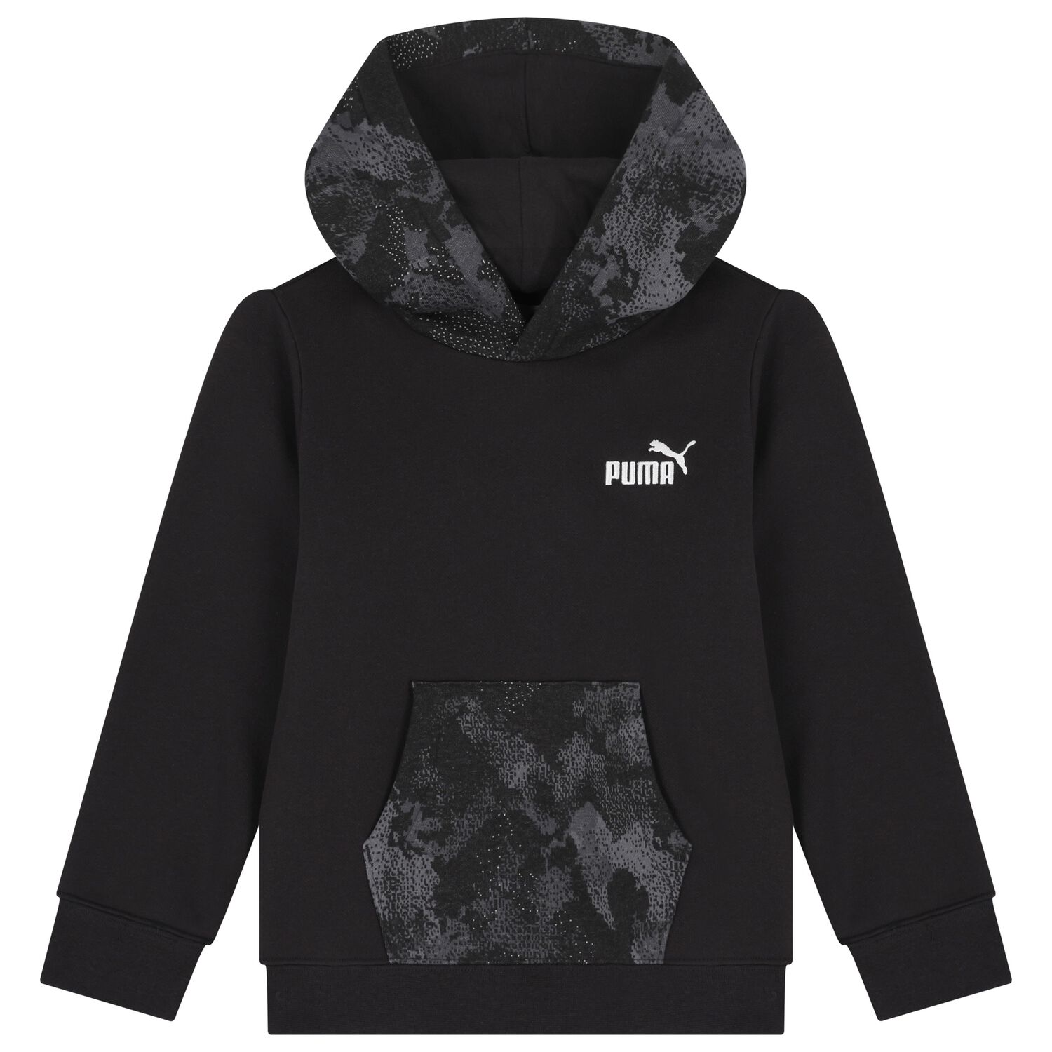 Boys Black Logo Hooded Top, 1, hi-res